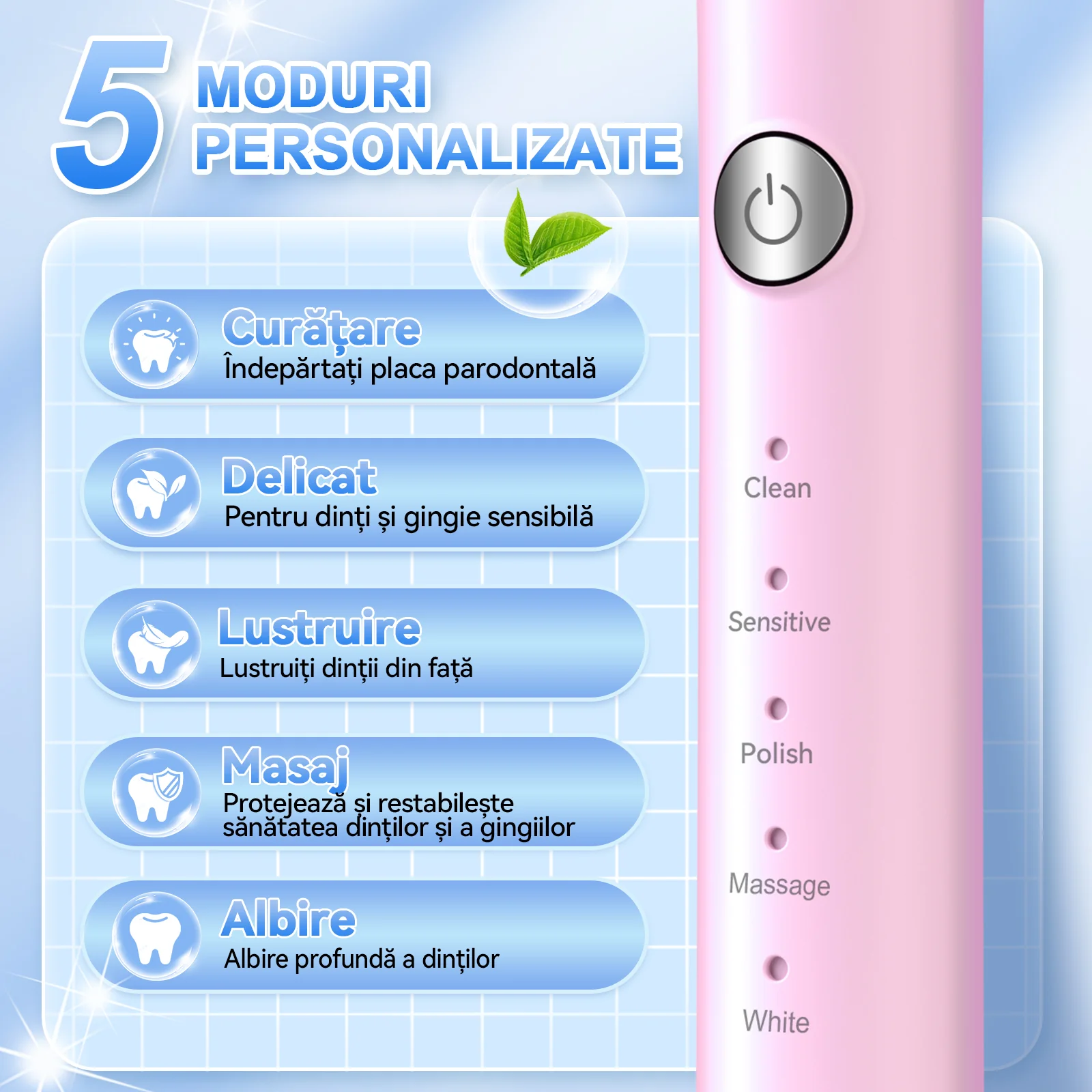 Periuta de dinti electrica, JTF Sonic, J40 (6 capete de periere) Roz [2]