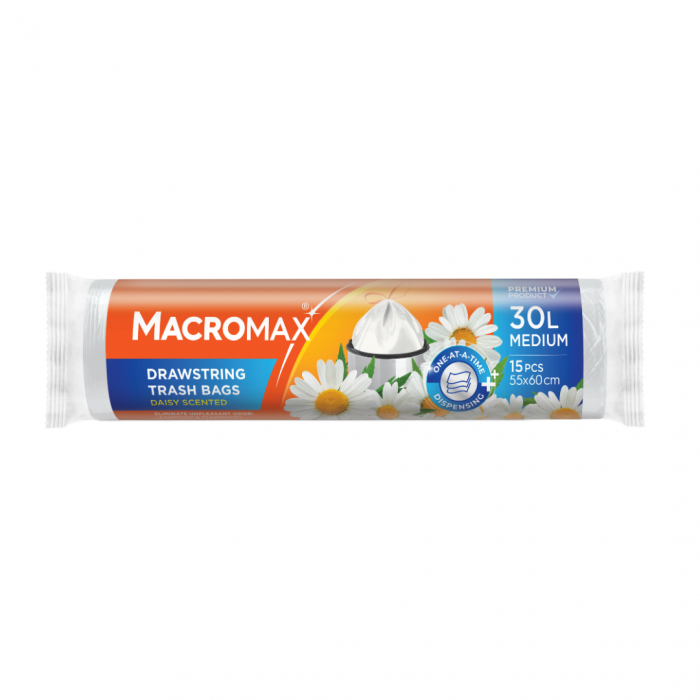 Saci menajeri cu șnur MACROMAX Medium 30L, Chamomile, 15 buc. [1]