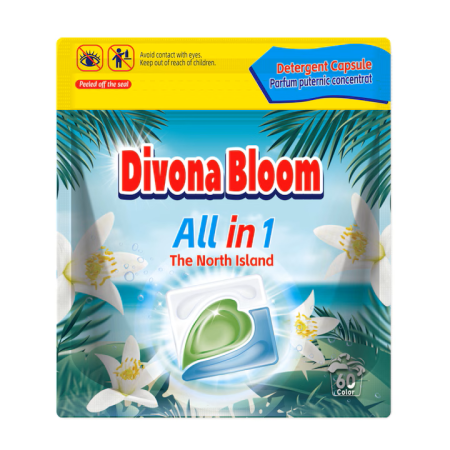 Detergent rufe - Detergent de rufe capsule Divona Bloom The North Island All in 1 60 Capsule