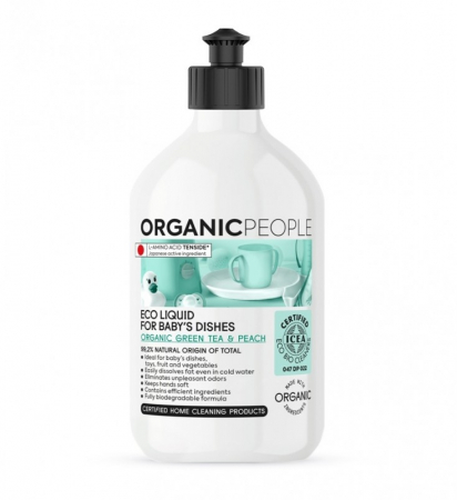 Detergent ecologic pentru vasele bebelusilor Green Tea Peach, 500ml - Organic People