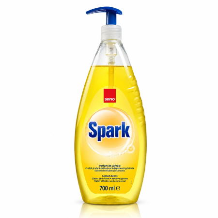 Bucatarie - Detergent Vase cu Pompiță Lămâie Spark Sano 700 ml