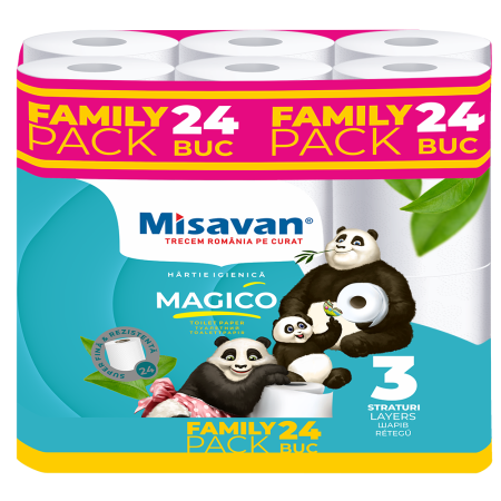 Baie - Hârtie igienică Misavan Magico Family Pack 3 straturi 24 role