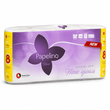 Baie - Hartie igienica alba 3 straturi Papelino Finesse 8 role