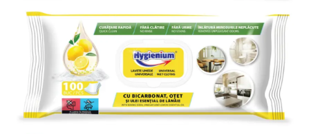 Servetele umede - lavete-umede-universale-hygienium-bicarbonat-otet-ulei-esential-lamaie-100-buc