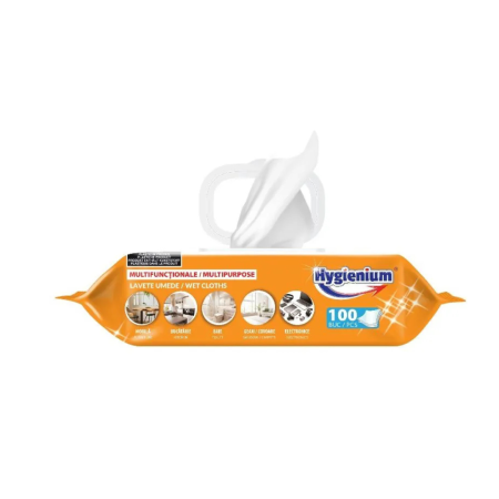 Lavete umede universale Hygienium cu bicarbonat si uleiuri esentiale cu parfum de portocale si mandarine 100 bucati [2]