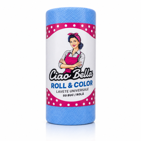 Bucatarie - Lavete Universale pe Rola Ciao Bella Roll & Color Albastre 50 buc