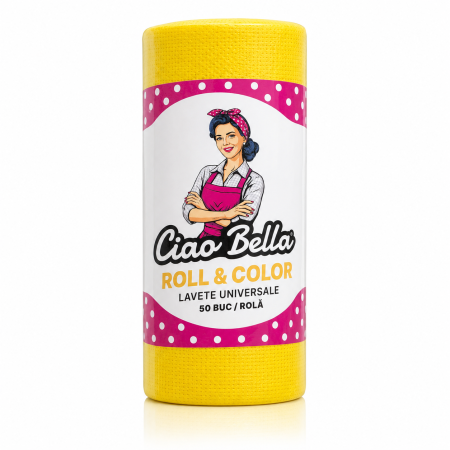 Bucatarie - Lavete Universale pe Rola Ciao Bella Roll & Color Galbene 50 buc