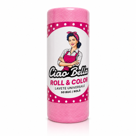 Bucatarie - Lavete Universale pe Rola Ciao Bella Roll & Color Roz 50 buc