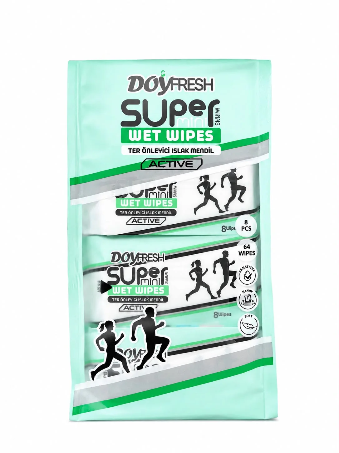 Ingrijire Personala - Servetele umede buzunar DOYFRESH Active Antiperspirant 8 pachete 64 bucati
