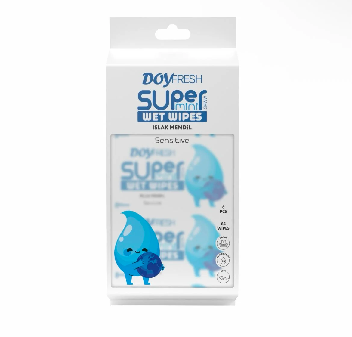 Servetele Umede - Servetele umede buzunar DOYFRESH White Sensitive 8 pachete 64 bucati