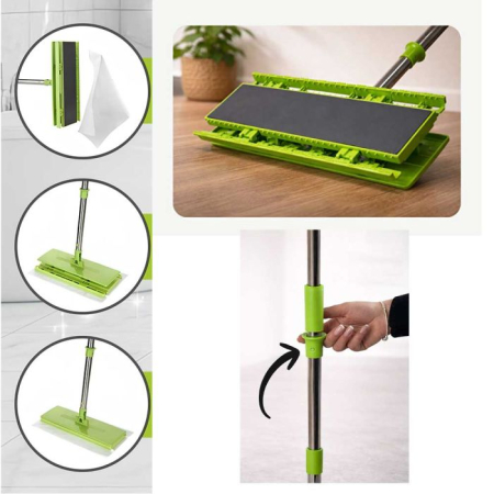 Igiena casei - Mop cu Prindere Rapidă Easy Click Fibril Lime pentru curățenie rapidă