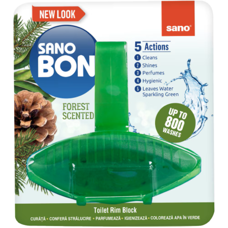 Baie - Odorizant solid pentru toaleta Green Forest 5 in 1 Sano Bon 55 g