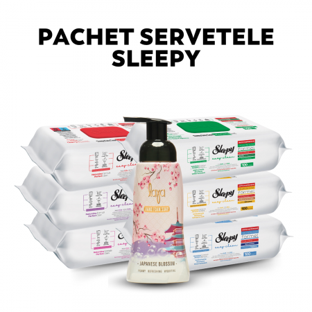 Servetele umede - Pachet 6 Servetele Sleepy + Sapun Laya