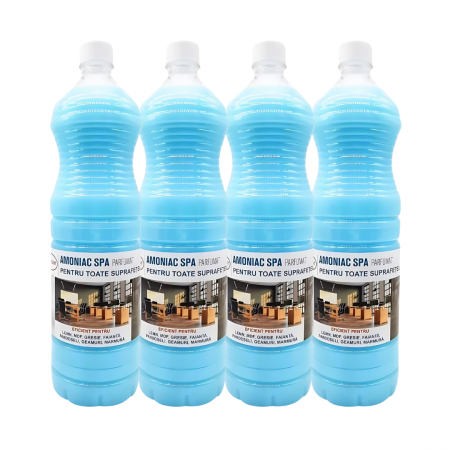 Pachete - Pachet amoniac parfumat SPA  4 buc x 1.5l curatare profunda bucatarie, tapiterii, covoare, lemn, MDF, gresie, faianta, pardoseala, geamuri, marmura