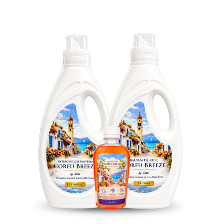 Pachete - Pachet Corfu Breeze by Delia Detergent 2L Balsam 2L Parfum Rufe 200 ml