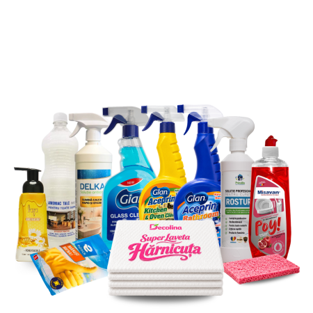 Pachete - Pachet Curatenie Generala – 11 Produse pentru Baie, Bucatarie, Geamuri si Vase