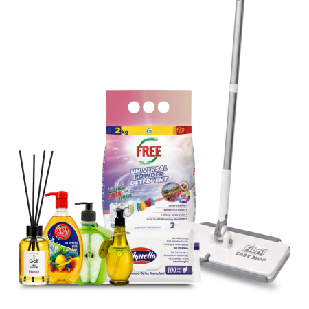 Pachete - Pachet FIBRIL cu Mop Racleta Servetele Detergenti si Produse pentru Casa