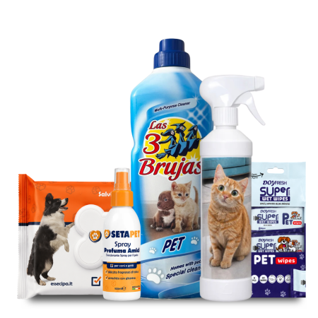 Animale de companie - Pachet Ingrijire Animale de Companie cu Solutie Suprafete, Servetele si Spray Deodorant