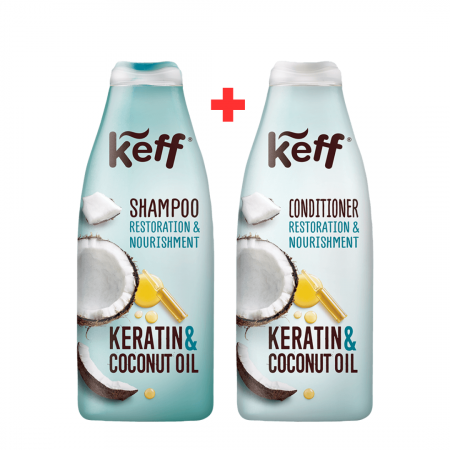 Pachete - Pachet Keff Sampon si Balsam Keratin & Coconut Oil 2x500 ml