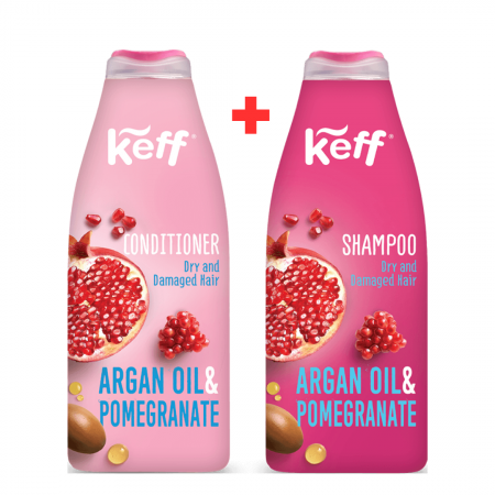 Pachete - Pachet Keff Sampon si Balsam Pomegranate & Argan Oil 2x500 ml