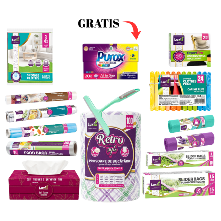 Pachete - Pachet pentru Casă și Bucătărie Luxia cu Purox Capsule Detergent Color Gratis