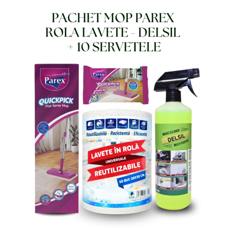 Pachete - Pachet Mop PAREX Rola Lavete Embosate Delsil +10 servetele