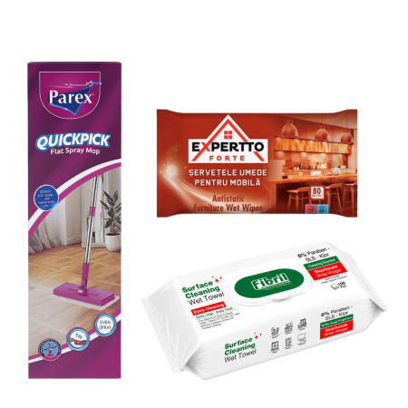 Pachete - Pachet Curățenie Rapidă Mop Parex și Șervețele Mobilă și Multisuprafețe