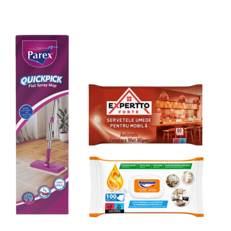 Pachete - Pachet Curățenie Rapidă Mop Parex și Șervețele Mobilă și Multisuprafețe