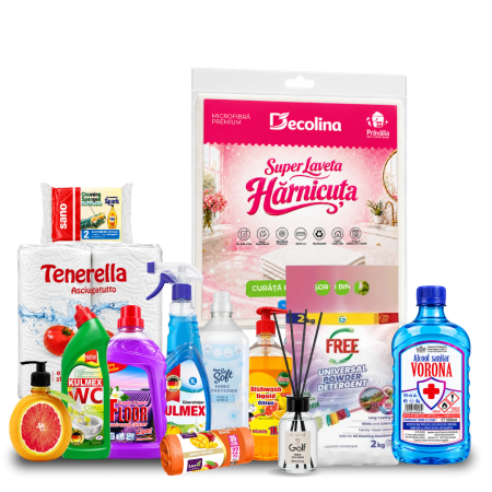 Pachete - Pachet PENSIONARI - 13 Produse pentru Curatenia Casei, Rufe, Vase si Igiena