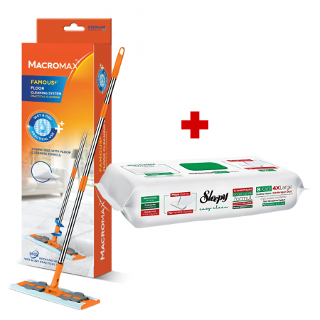 Servetele umede - PACHET PROMO- Lavete umede pentru curatare pardoseli SLEEPY EASY CLEAN Soap Additive +NEW Mop curățare Uscata&Umeda MACROMAX