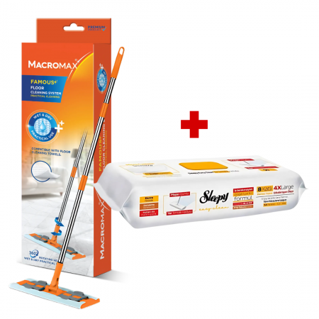 Servetele umede - PACHET PROMO- Lavete umede pentru curatare pardoseli SLEEPY EASY CLEAN+NEW Mop curățare Uscata&Umeda MACROMAX