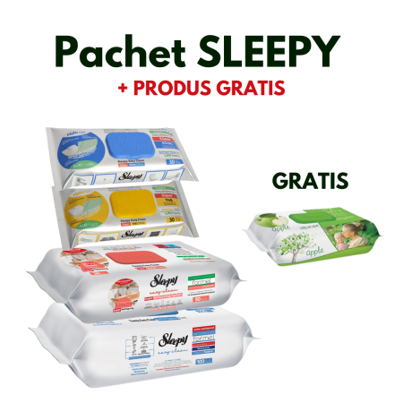 Pachete - Pachet SLEEPY + Produs GRATIS – Set Șervețele Umede Curățenie și Bebeluși