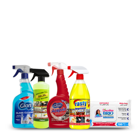 Pachete - Pachet TEST 2 – GIAN Geamuri, DELSIL Magic Cleaner, ACEPRIN Universal, RASTY Degresant și Decolina Brio Șervețele cu Oțet și Bicarbonat