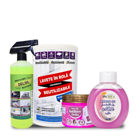 Pachete - Pachet Test cu lavete reutilizabile, DELSIL, Sare Delia și gel de duș Am Nice