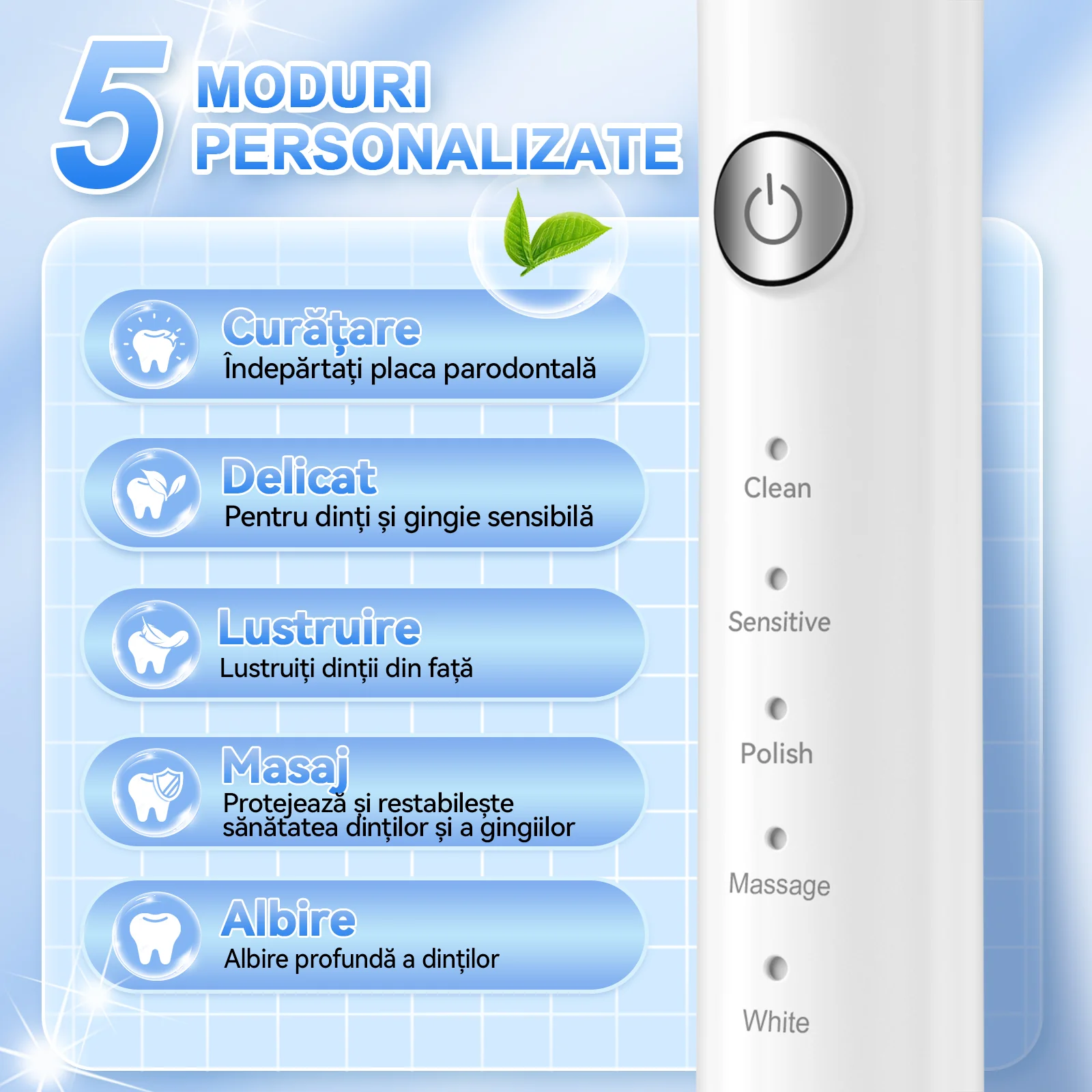 Periuta de dinti electrica, JTF Sonic, J40 (6 capete de periere) Alb [1]