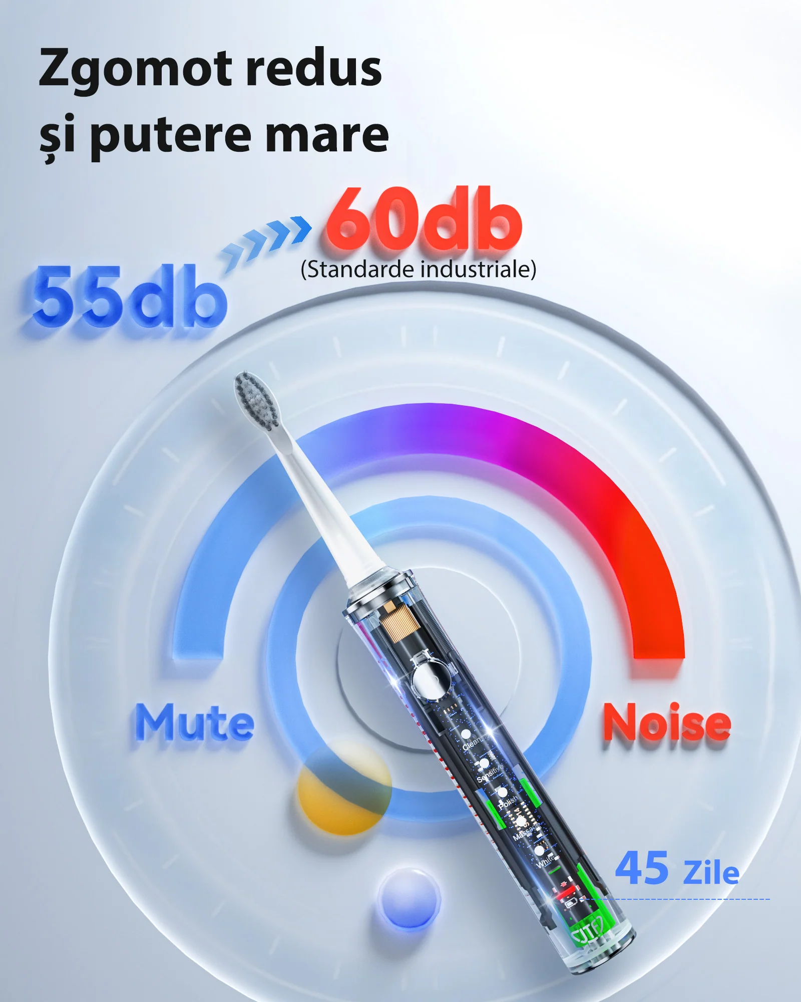 Periuta de dinti electrica, JTF Sonic, J40 (8 capete de periuta, cablu de incarcare, suport pentru periuta) Negru [8]