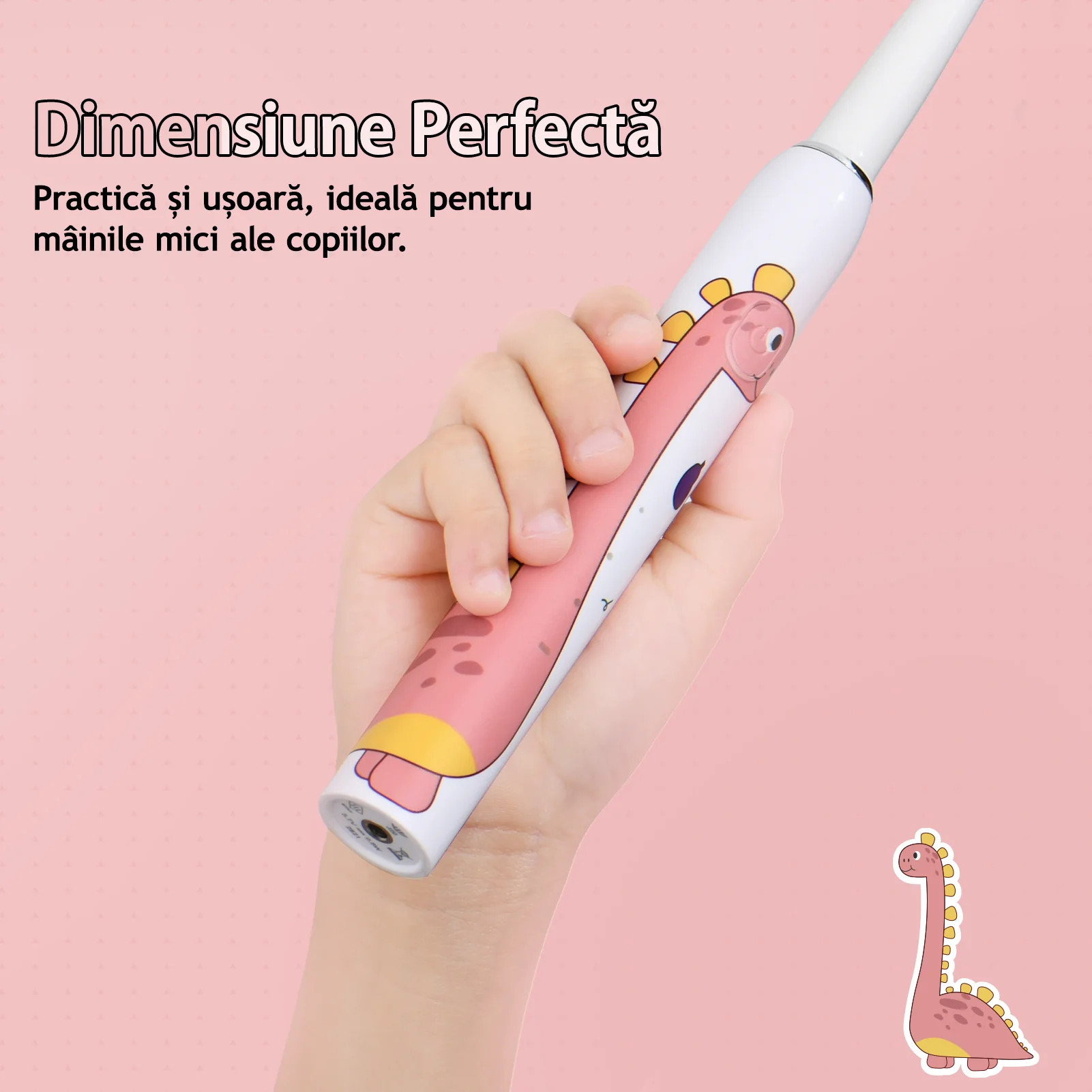 Periuta de dinti electrica pentru copii, JTF Sonic, J20C (4 capete de periuta, cablu de incarcare), Roz [4]