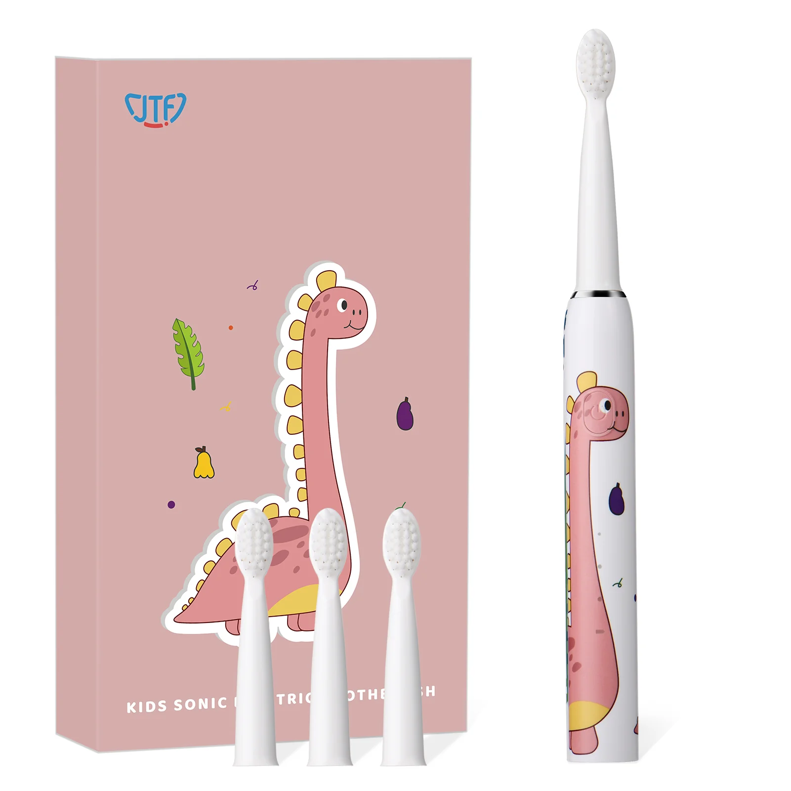 Igiena Orala - Periuta de dinti electrica pentru copii, JTF Sonic, J20C (4 capete de periuta, cablu de incarcare), Roz