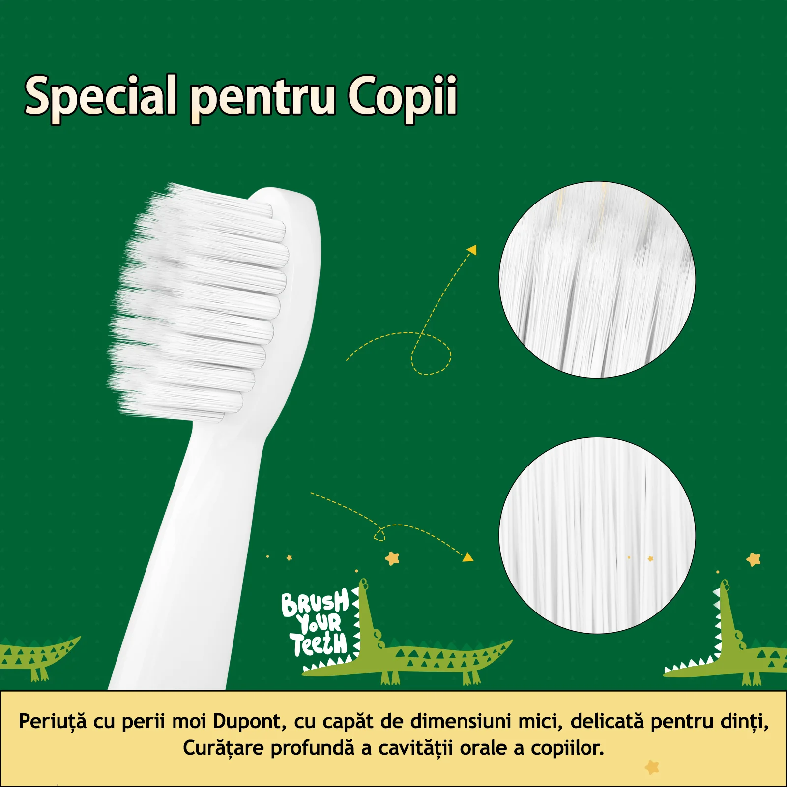 Periuta de dinti electrica pentru copii, JTF Sonic, J20C (4 capete de periuta, cablu de incarcare), Verde [1]