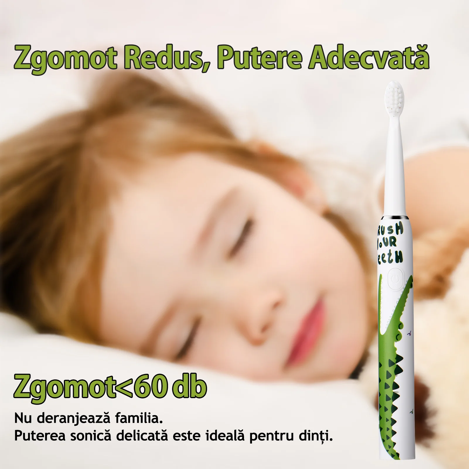 Periuta de dinti electrica pentru copii, JTF Sonic, J20C (4 capete de periuta, cablu de incarcare), Verde [3]