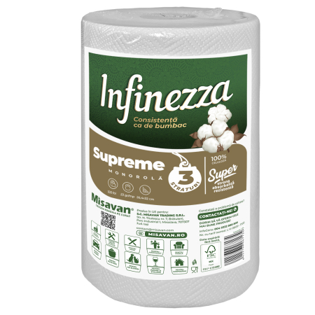 Bucatarie - Prosop hartie monorola Infinezza Supreme 3 straturi 100 foi