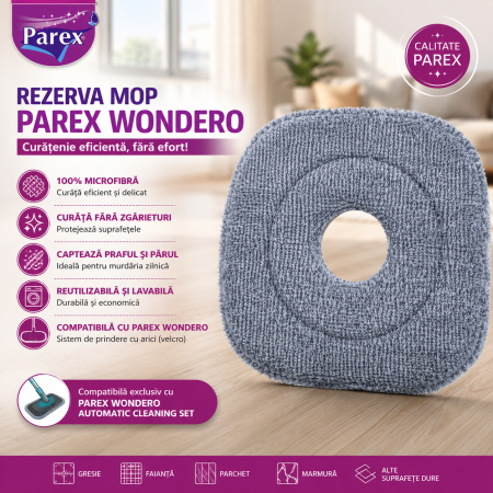 Rezervă Mop Parex Wondero 100% Microfibră Compatibilă cu Sistemul Wondero [1]
