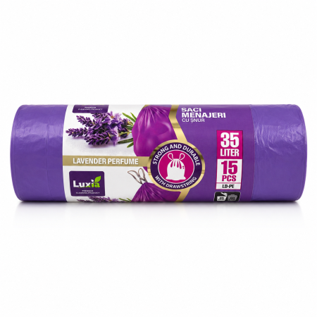 Bucatarie - Saci Menajeri cu Snur Aroma Lavanda Luxia 35L 15 buc