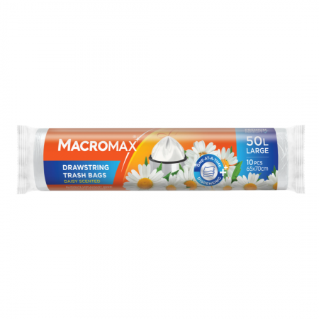 Bucatarie - Saci menajeri cu șnur MACROMAX Large 50L, Chamomile, 10 buc