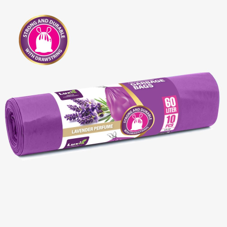 Saci Menajeri cu Sunur Aromă Lavanda Luxia 60 l 10 buc