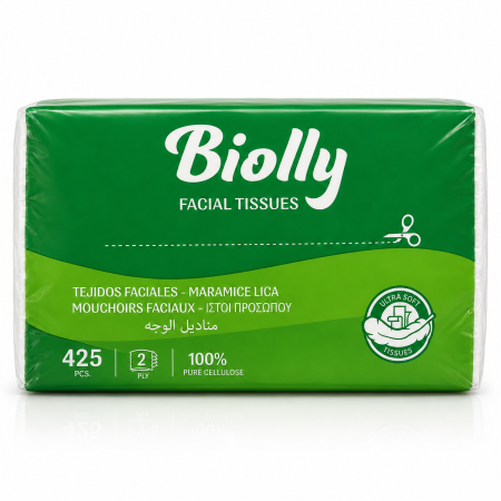 Servetele faciale albe fine Biolly 2 straturi 425 buc