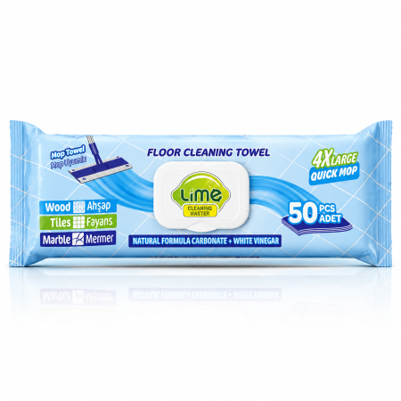Servetele umede - Șervețele Umede 4XL pentru Podele cu Oțet Alb și Bicarbonat Lime Cleaning Master 50 buc