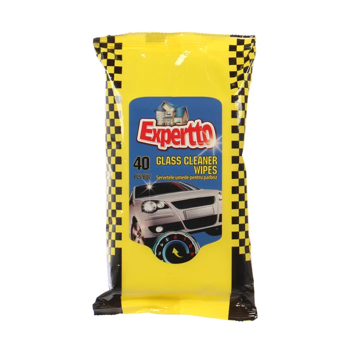 Auto - Servetele umede auto, Expertto, pentru suprafete din sticla, 40 bucati