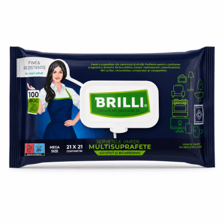 Igiena casei - servetele-umede-multisuprafete-brilli-cu-otet-si-bicarbonat-100-buc