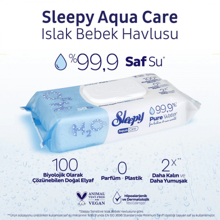 Șervețele umede pentru bebeluși Sleepy Aqua Care 50 bucăți [3]